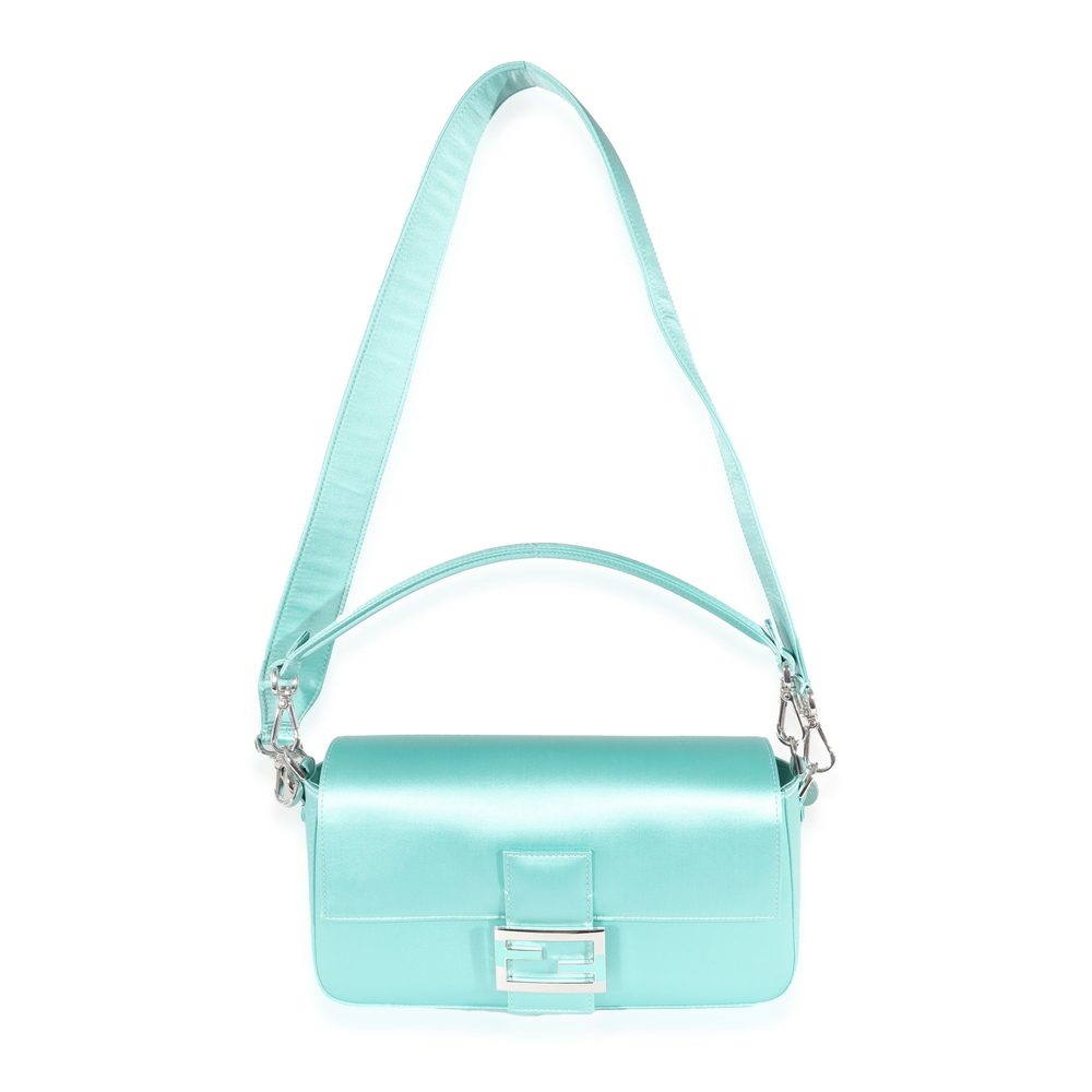 Fendi x Tiffany & Co Blue Silk Medium Baguette Bag - Picture 7 of 7